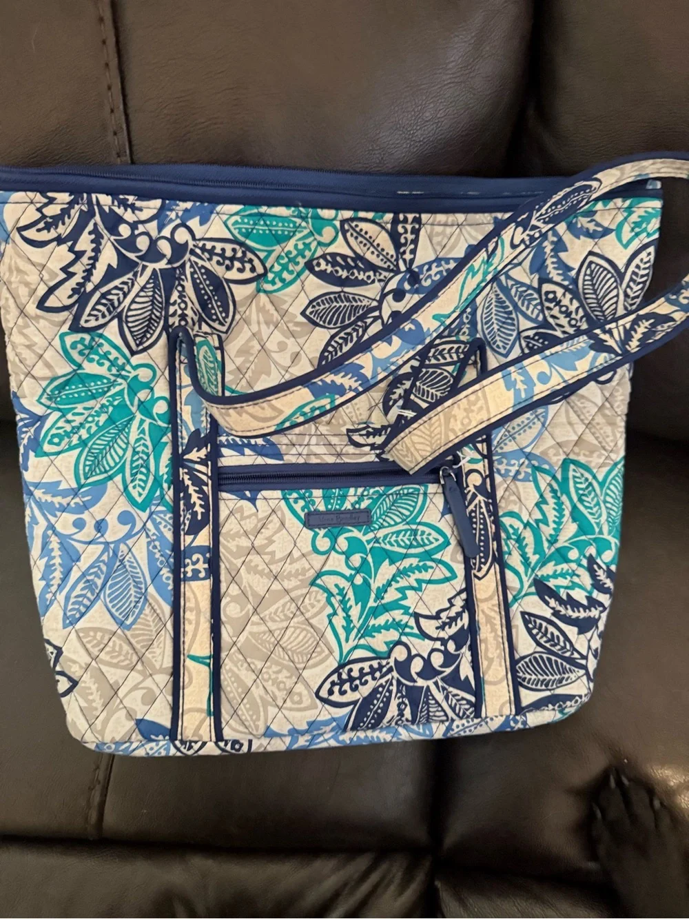 Vera Bradley Blue, Teal & Navy Floral Quilted Tote